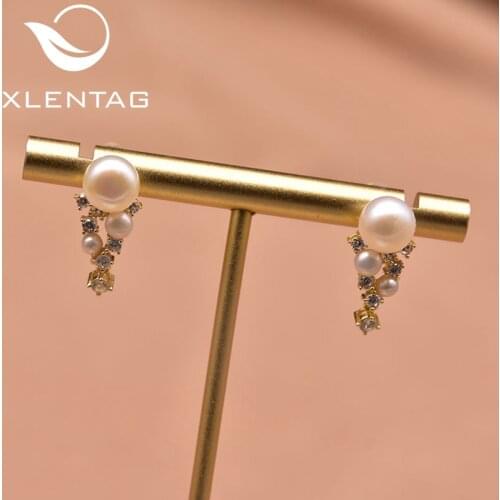 Xlent 925 sterling silver handmade natural white freshwater pearl earring female couple wedding banquet gift Fine jewelry GE1033