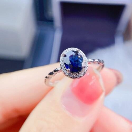 Natural Sapphire Ring Exquisite Luxury Ladies Jewelry Fashion Fall New Wedding Engagement S925 Sterling Silver