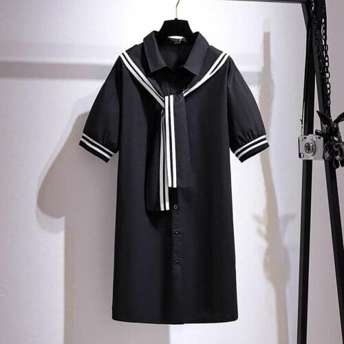 150Kg Plus size womens summer loose stitching shawl shirt dress bust 157cm 6XL 7XL 8XL 9XL 10XL fake two-piece striped dress