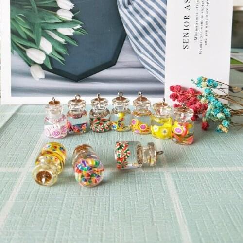 10pcs/lot Resin Candy Bottle Charms Transparent Fruit Juice Bottle DIY Pendants Craft Earrings Charms For Jewelry Making