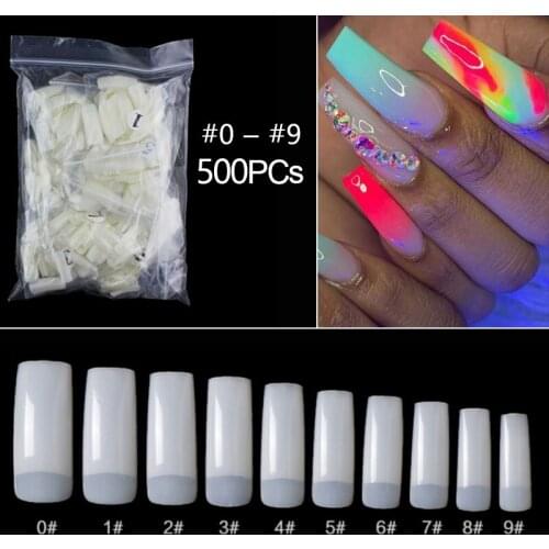 100/500pcs French False Nails Clear Nail Art Tips Fake Nails Extension UV Gel Ultra Flexible 10 Size Pack Of 500 Acrylic Tips