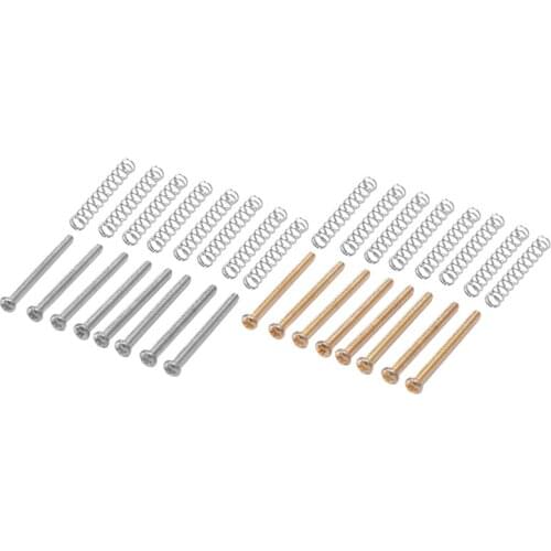 16 Pcs M2.5X32MM Electric Guitar Humbucker Pickups Adjust Height Screw and Spring - Pitch 0.4Mm, 8 Pcs Silver & 8 Pcs Gold