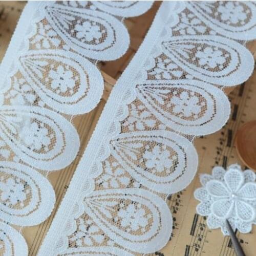 2 Meters/lot Width 6.5cm Milk White Lace Fabric Embroidered European Style Lace Trim DIY Garment Dress Sewing Accessories