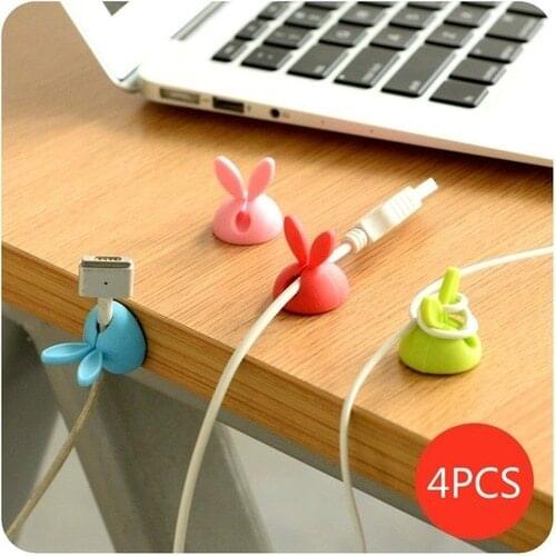 4pcs Cute Wire Cord Cable Tidy Holder Drop Clips Organizer Line Fixer Winder