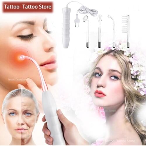 D'arsonval 4 In 1 High Frequency Electrotherapy Electrode Light Acne Wand Skin Care Spot Acne Remover Facial Spa Beauty Machine