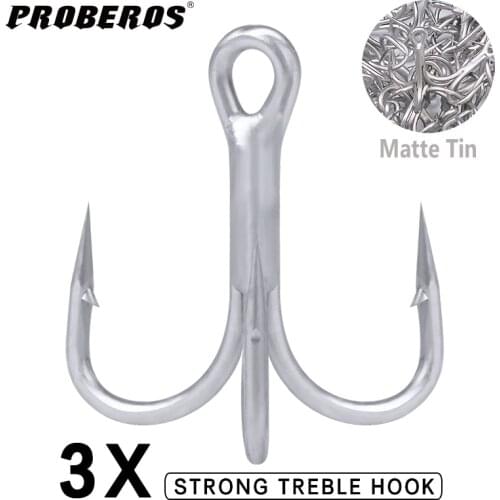 50pcs/lot Saltwater Fishing Hook Matte Tin Treble Hooks 2/0#-1/0#-1#-2#-4#-6#-8# High-Carbon Steel High Strength 3X Hooks 2018