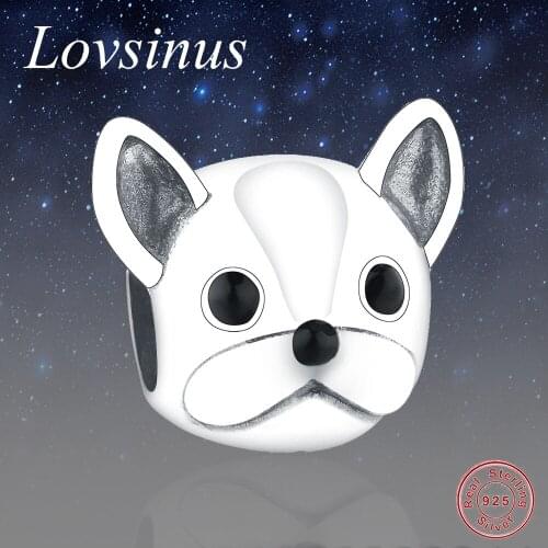 925 Sterling Silver Loyal Partners French BULLDOG Doggy Animal Charm fit Original Europe Bracelets Dog Charm DIY Jewelry Making