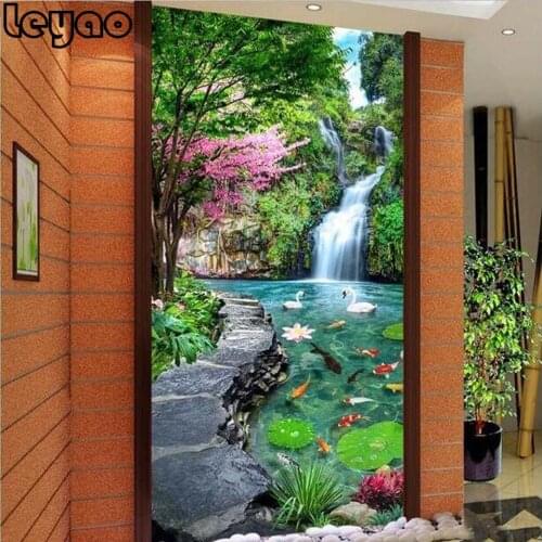 Spring landscape waterfall Diamond Painting Full Square Round Drill Diy 5D Diamond Embroidery Mosaic Needlework
