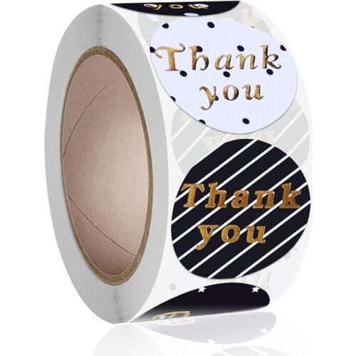 Black & White 4 Designs Thank You Stickers for Business Packaging Gift Decor Envelop Seal Labels DIY Handmade Labels 500pcs