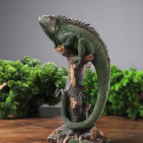 Jungle Lizard Ornament Resin Iguana Figure Room Decoration Garden Figurine Artificial Statue Nordic Home Decor Accessories