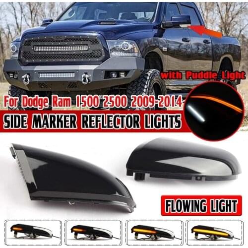 NEW-2X Dymanic LED Side Wing Rear View Mirror Light Turn Signal Lights with Puddle Light for Dodge Ram 1500 2500 2009-2014