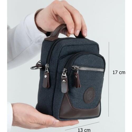 Canvas Mens Hand Shoulder Strap Bag Black