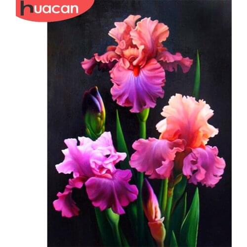 HUACAN Full Square/Round Diamond Painting Iris Flowers Embroidery Cross Stitch Wall Decoration Diamond Art
