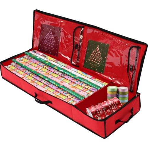Wrapping Paper Storage Container Ribbon Black Red Bow High Quality Removable Oxford Cloth Durable Bag