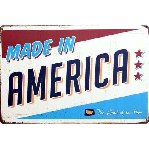 [ Mike86 ] Make in America The Land of Free Retro Metal Plaque Room Decor Vintage Wall art Craft 20*30 CM Mix Items B-327