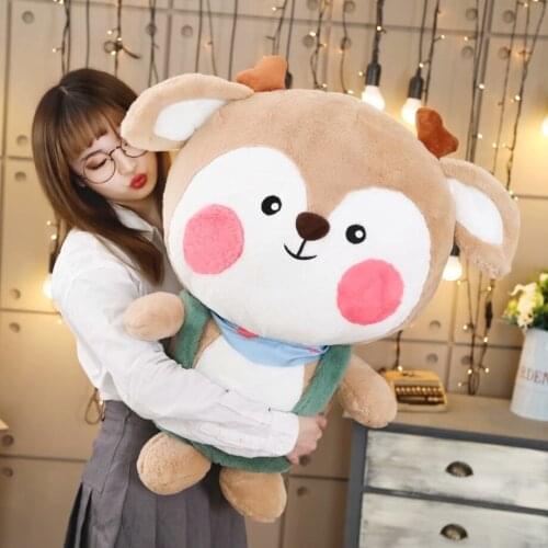 Cute Creative Fawn Plush Toy Stuffed Soft Sika Deer Animal Cartoon Pillow Lovely Christmas Gift For Kids Kawaii Present NEW 2021