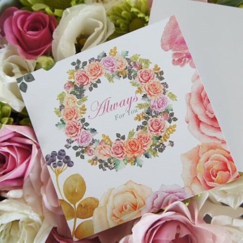 Multi-use 50pcs Mini always for you Card rose water color style Scrapbooking party invitation DIY Decor gift party card
