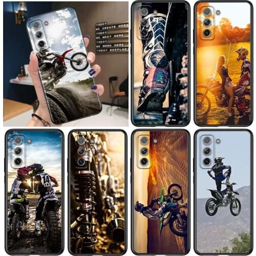 Motocross dirt bikes for Samsung Galaxy S21 Ultra Plus Note 20 10 9 8 S10 S9 S8 S7 S6 Edge Plus Black Phone Case