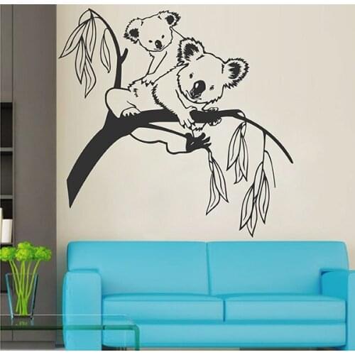 Koala Tree Wall Sticker For Kids , Koala Cartoon Nursery Daycare Baby Room Vinyl Decor Decal vinilos paredes A706