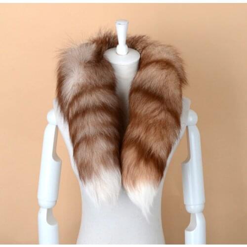 898456 Europe and United States New Fashion Mens and womens fur Tail scarf warm thickened Fur Collar Winter Warm Fox Fur Scarf