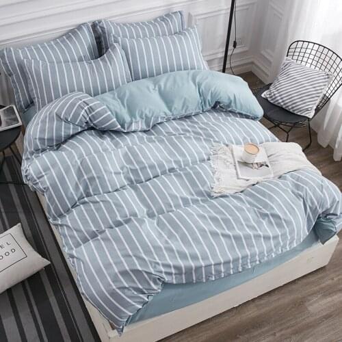 Solid Color Grid Style Stripe For Home Bedding Sets Sheet Bed Qulit Linens Duvet Set Bed Cover Flat Sheet Full King