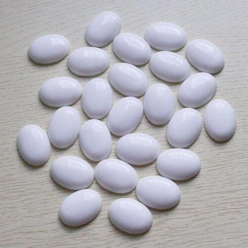 Wholesale 10Pcs/Lot 22x30Mm Natural White Jad e Stones Oval Cabochon Loose Beads Ring Face No Hole For DIY Jewelry Making
