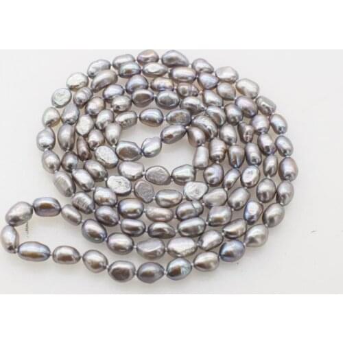 Freshwater Pearl gray /blue/brown/purple/brown baroque 8-11mm Necklace 120cm Wholesale for women xmas gift