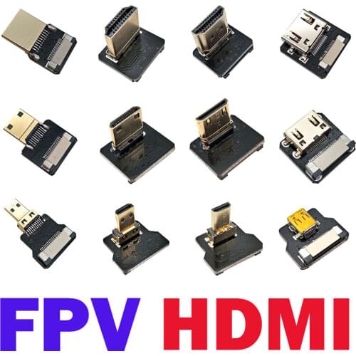 HDMI Male Female Adapter 90 Degree Up Down Left Mini HDMI For FPV Cable Pitch 20pin Aerial Photography PTZ Camera