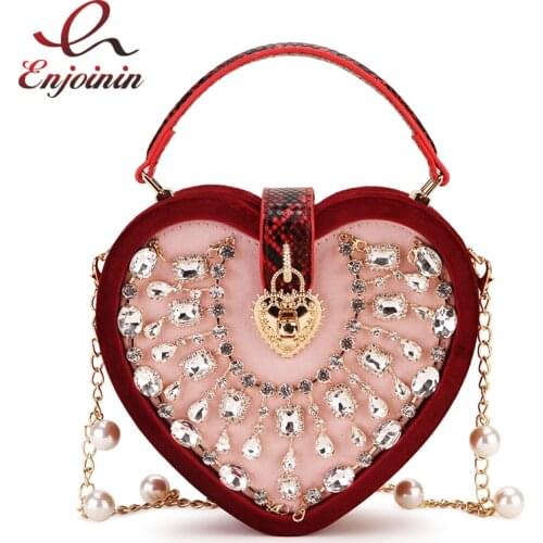 Luxury Designer Heart Shape Women Party Clutch Bag Purses and Handbags Corduroy Shouder Bag Red & Black Corduroy Banquet Bag