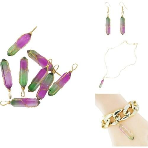 Natural Stone Handwork Wrap Iron Wire Bullet White Crystal Plating Colored Drop Dangle Fashion Jewelry Bijoux For Women