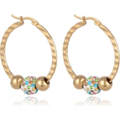 2021 Hot Sale Special Design Punk Hoop Earrings 316L Stainless Steel Popular Crystal Stone New Hoop Earrings For Women Brincos