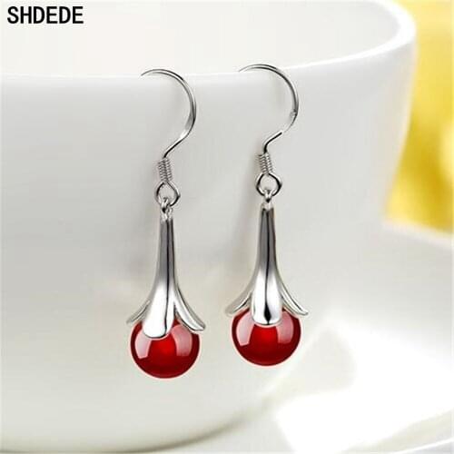 SHDEDECZ 925 Silver Opal Drop Earrings Long Femmes Gifts Women Korean Fashion Accessories Ear Pendant Eardrop -WHE20
