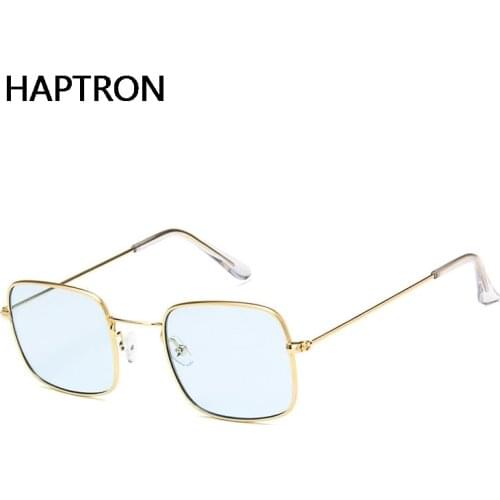 8 Colors Rectangular Square blue lens Sunglasses for women vintage retro color glasses Men pink yellow Clear Lens Glasses uv400