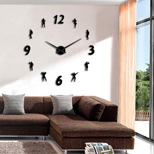 GYM DIY Large Wall Clock Exercise Bodybuilder 3D Wall Watch Big Time Clock Fitness Club Wall Decor Gift For Her Him