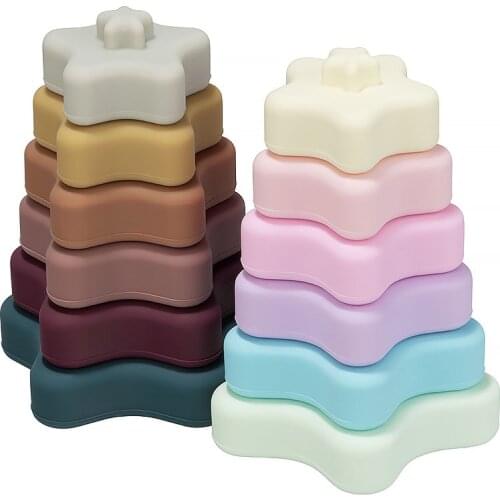 TYRY.HU BPA-Free New Stacker Toy For Kids Early Educational Science Stackable Blocks Silicone Teether Baby Fidget Toys