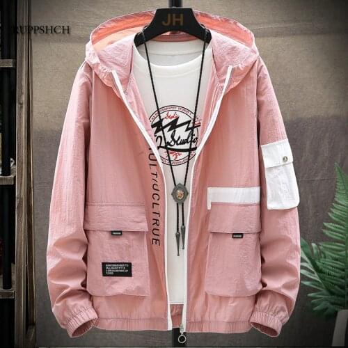 2021 New Windbreaker Jacket Mens Autumn Outdoor Sunscreen Hooded Jacket Mens Windbreaker Zipper Thin Jacket