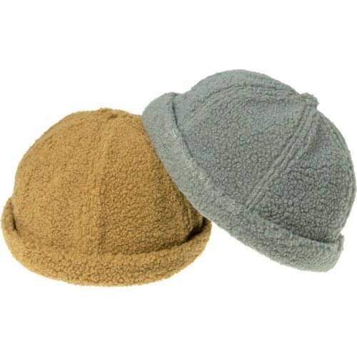 Vintage Letter Hip Hop Men Hat Lambswool Warm Retro Skull Cap Adjustable Brimless Hat Landlord Winter Beanie Hat Sailor Gorras