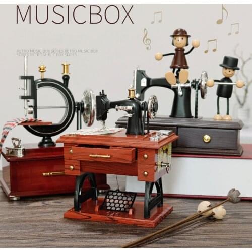 Vintage Phonograph projector sewing machine music box Crafts Home Decoration Bedroom Accessories Festival Gift for Child