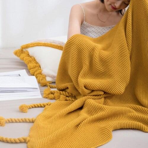 Nordic Knitting Blanket Soft Bed Sofa Travel Blankets Home Decorative Yellow Grey Air Conditioning Tassel Throw Thread Blanket
