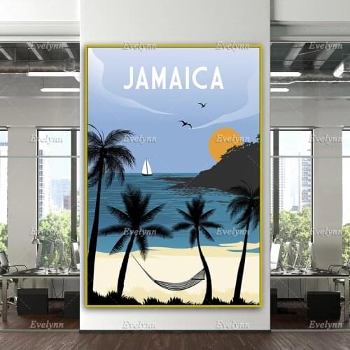 Jamaica Travel Print, Jamaica Poster, Jamaica Wall Art, Jamaica Travel Poster Retro Home Decor Canvas Unique Gift