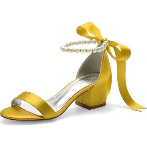 Womens Open Toe Satin Ankle Strap Lace Up Bridal Wedding Sandals Ivory Ladies Shoes Party Dress Sandalias