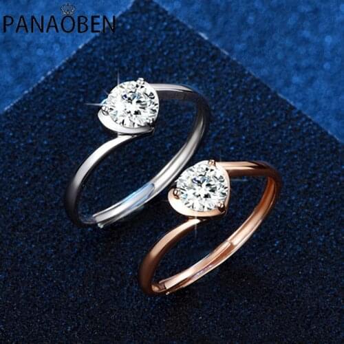 Rose Gold Heart-shaped Womens Rings Real 925 Sterling Silver Couple Engagement Wedding Luxury Elegant Trendy Diamond Jewelry