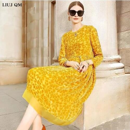 2021 New Summer Women O-neck Mesh Dress Long Sleeve Floral Print Pleated A-line Dress Floral Vestidos Plus Size 4xl Sundress