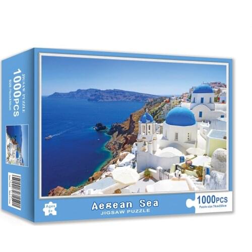 1000pcs Jigsaws Turkey Aegean Sea Scenery Photo for Family Game Children Adult Relief Stress Toy Hotel Room Decoration