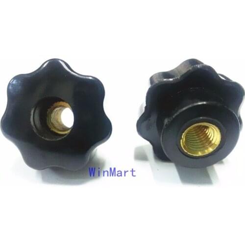 3pcs M16 Female Thread 80mm OD Star Shaped Head handle Nuts Knob Clamping Nuts Knob with through-hole