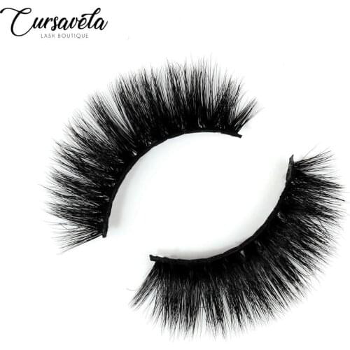 CURSAVELA 3D Mink Eyelashes Natural Long False Lashes Full Strip Lashes Thick Mink Lashes Handmade Reusable False Eyelashes
