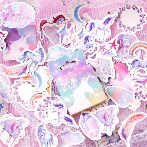 45pcs Unicorn Stickers Pack Cute Animal Pegatinas Toy Cartoon Graffiti For Children On Scrapbook Beautiful Educational Sticker
