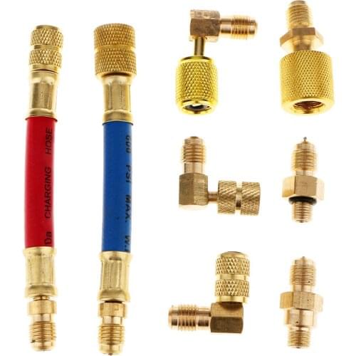 8 Pieces R134A R12 Auto Car AC Air Conditioner Refrigeration Converting Adapter Hoses