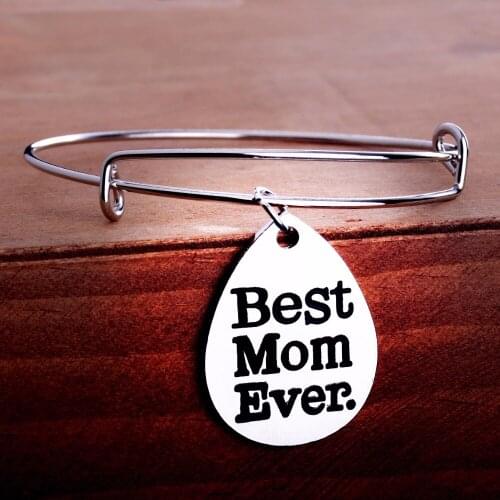 Bespmosp 12Pcs/Lot Trendy Love Best Mom Ever Pendant Charm Bangle Mothers Gifts Mom Family Mommy Bracelet Women Wholesale New