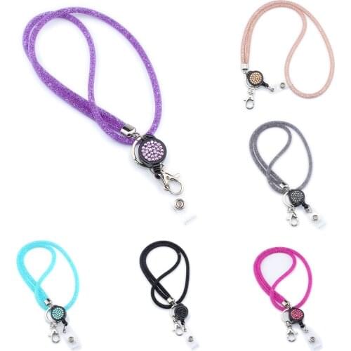 Glitter Mobile Phone Lanyard Badges Holder for Cellphones Lightweight Office Hanging Rope Mesh Necklace Strap Keychain Camera